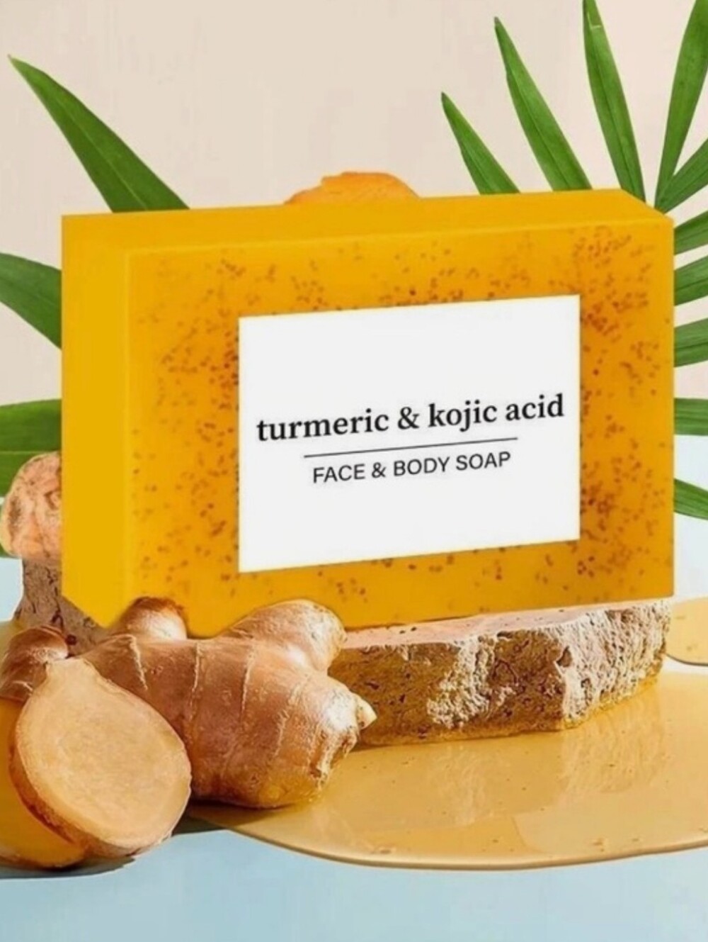 Turmeric & Kojic Acid Face & Body Soap - Bright Yellow - Picture 3 of 4